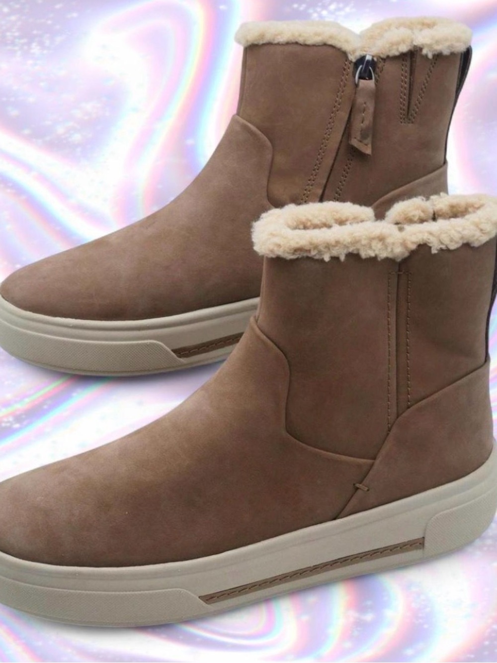 Clarks Women's Shearling-Lined Ankle Boots - Taupe